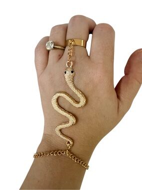 Gold Snake Hand Chain Bracelet